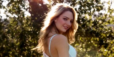 Kenna James get plesure outside by herself