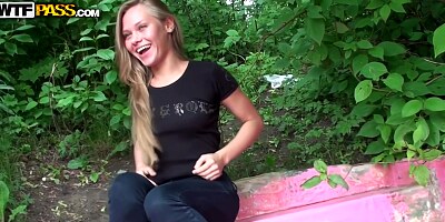 A young slut gets hard fucked outside!