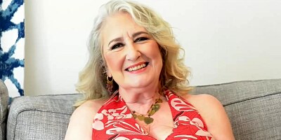 Fat, blonde mature, Blair Angels got fucked on her sofa, while playing with her tits