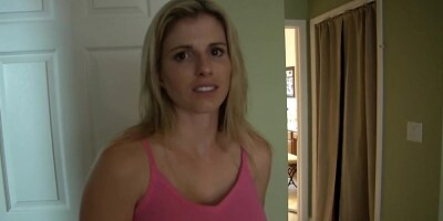 Tattooed blonde woman is riding a rock hard cock, while her boyfriend is at work