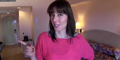 Dark haired woman is rubbing her lovers dick, because she wants to ride it like crazy