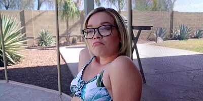 Nerdy blonde darling, Aften Opal and Katie Kush are having a wild threesome, all day long