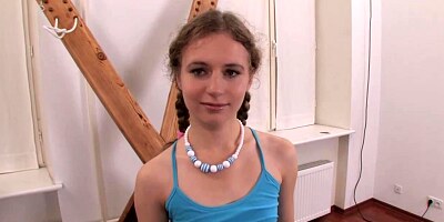 Small titted slut got gagged, tied up and fucked in the ass until she got a facial