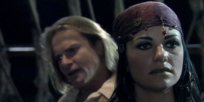 Handsome pirate with a big dick bangs two sexy babes