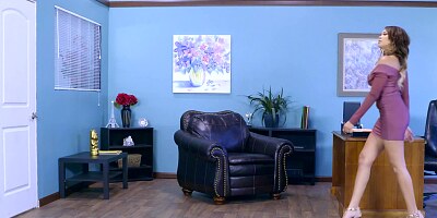 A busty young bitch with a large ass is getting cum on her boobs