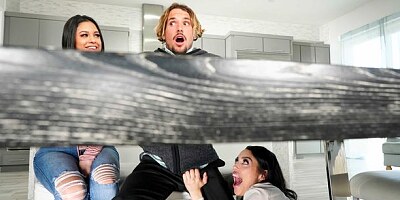 Interracial FFM threesome with Serena Santos and Vanessa Sky