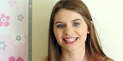 Smiling teen model Alice March jumps on a pretty big boner