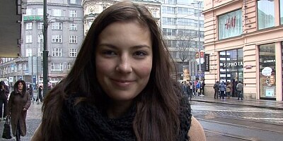 Sweet natural brunette opens her wet crack in the missionary pose