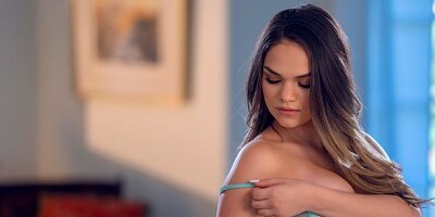 Angelic soloing model Athena Faris stimulates her hungry pussy