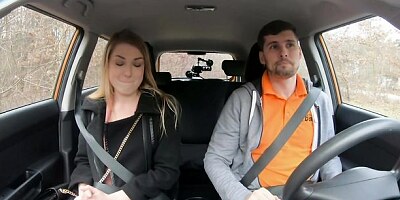 Gorgeous girl in stockings Lucy Heart fucked on the backseat