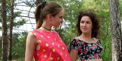 Two models Vika Lita and Nichol A are enjoying outdoor lesbian sex