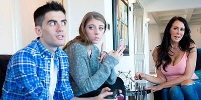 Awesome busty brunette Reagan Foxx impaled in the cowgirl pose