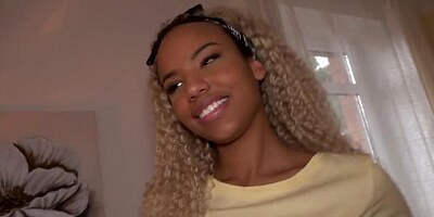 Beauty ebony hottie Romy Indy fucked by a long white dick