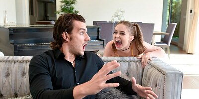 Pigtailed hottie Laney Grey knows how to give a good blowjob