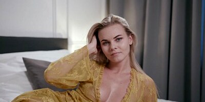 Passionate small-tit chick Katy J. plays with her little hole