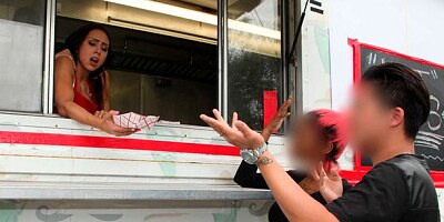 Slender hottie Lilly Hall roughly dominated in the kitchen