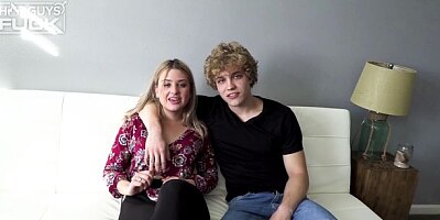 Curly-haired young man drills a passionate young cutie Serena Avery