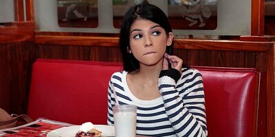 Beautiful cutie with small tits Sadie Pop rides on big boner