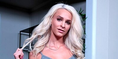 Slim and young blondie Emma Hix roughly drilled in the cowgirl pose