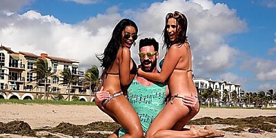 Two babes Ashley Adams and Jenna Foxx love his curved dick