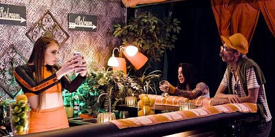 Cute-looking babe with round bottom Gia Derza fucked by an older friend