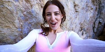 An innocent slender teen Aubree Valentine fucks in the forest