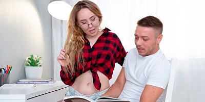 Big-boobed chick in glasses Bella Mur helps her boss to cum