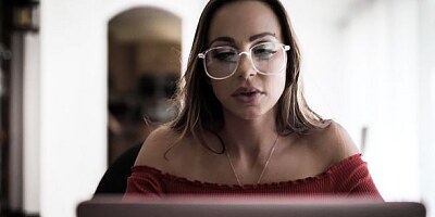 Bald fucker is screwing a cum-thirsty brunette Abigail Mac