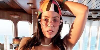 Excited brunette Luna Star is sucking a huge white dick