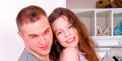 Slim and miniature brunette Sofi Smile screwed in the cowgirl pose