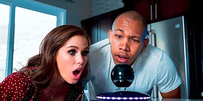 Big-boobed model in black boots Megan Rain fucked by a big black cock