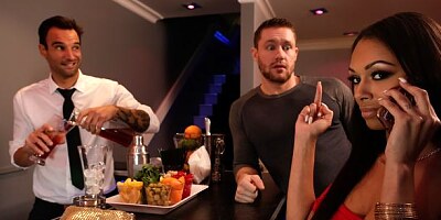 Experienced Bethany Benz brunette is servicing two young students