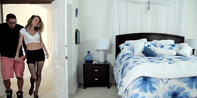 A curvy and curly blonde shows a lot of care towards a big dick