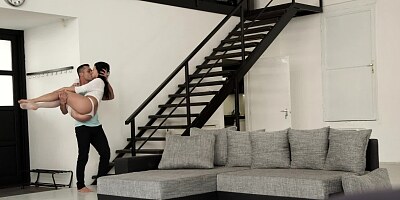 A bimbo that has a sexy ass is sitting down on a big pecker