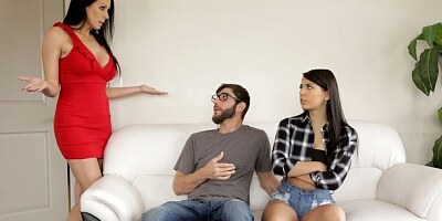 Two girls Gina Valentina and Reagan Foxx fucked by a big cock