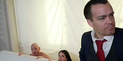 Stunning busty brunette Angela White screwed in the cowgirl pose