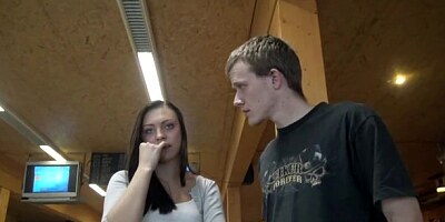 Stunning long-haired brunette fucks on the bowling line