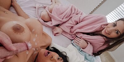 Impressive big-boobed brunette Aryana Amatista nailed in the bed