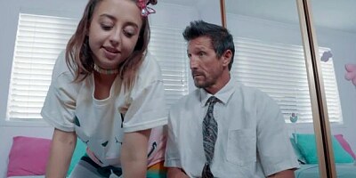 Big-boobed brunette Marilyn Mansion likes his long dick so much