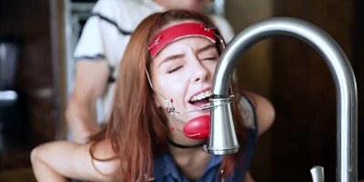 Redhead teen Cleo Bardot feels a long wiener inside her little crack