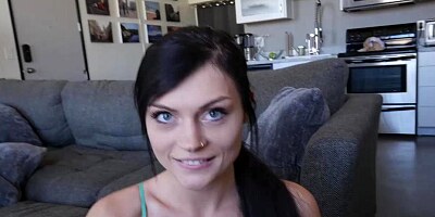 Stepsister Haven Rae starts stepbros cock to his deligh