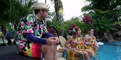 Horny teens sharing their neighbors big hard rock cock