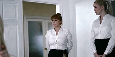 Sexy babes Kenna James and Shyla Jennings trade pussy f