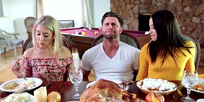 Teens giving pussies to stepbro for thanksgiving dinner