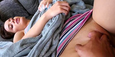 Stepbrother fingering Lana Rhoades exposed pussy