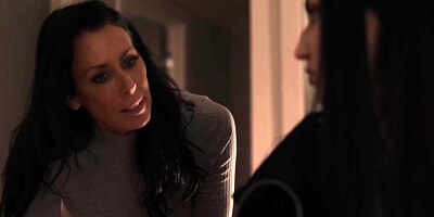 Stunning stepdaughter Jade Baker scissoring sex with he