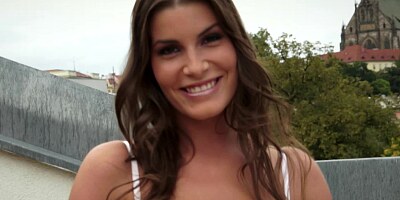 Great looking brown haired chick with a dildo drills her twat