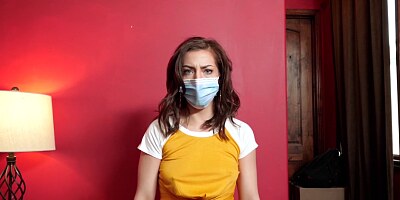 Stepsister stuck in quarantine with brother sucks his c