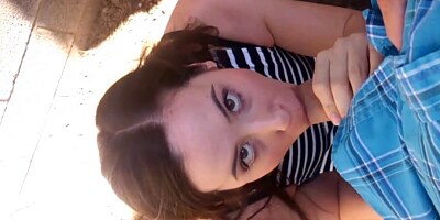 Blowing a Fat Cock with A Facial Outdoors
