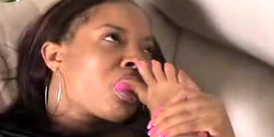 Ebony self foot love